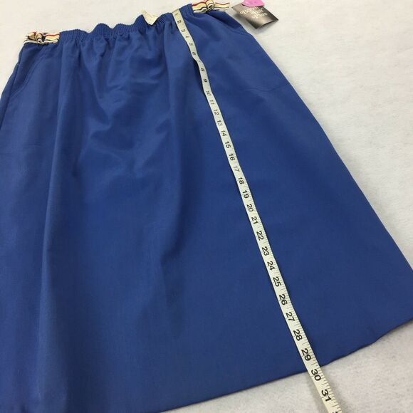 Vintage NWT 1970s Booth Bay Plus Skirt Size 34 Womens Solid Blue Rainbow Belts - Picture 9 of 9